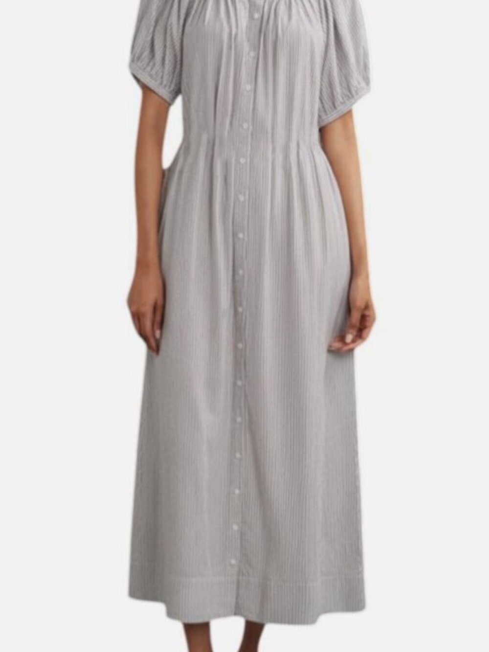 DOEN Women's Gray Brighton Striped Juno Maxi Dress Size S